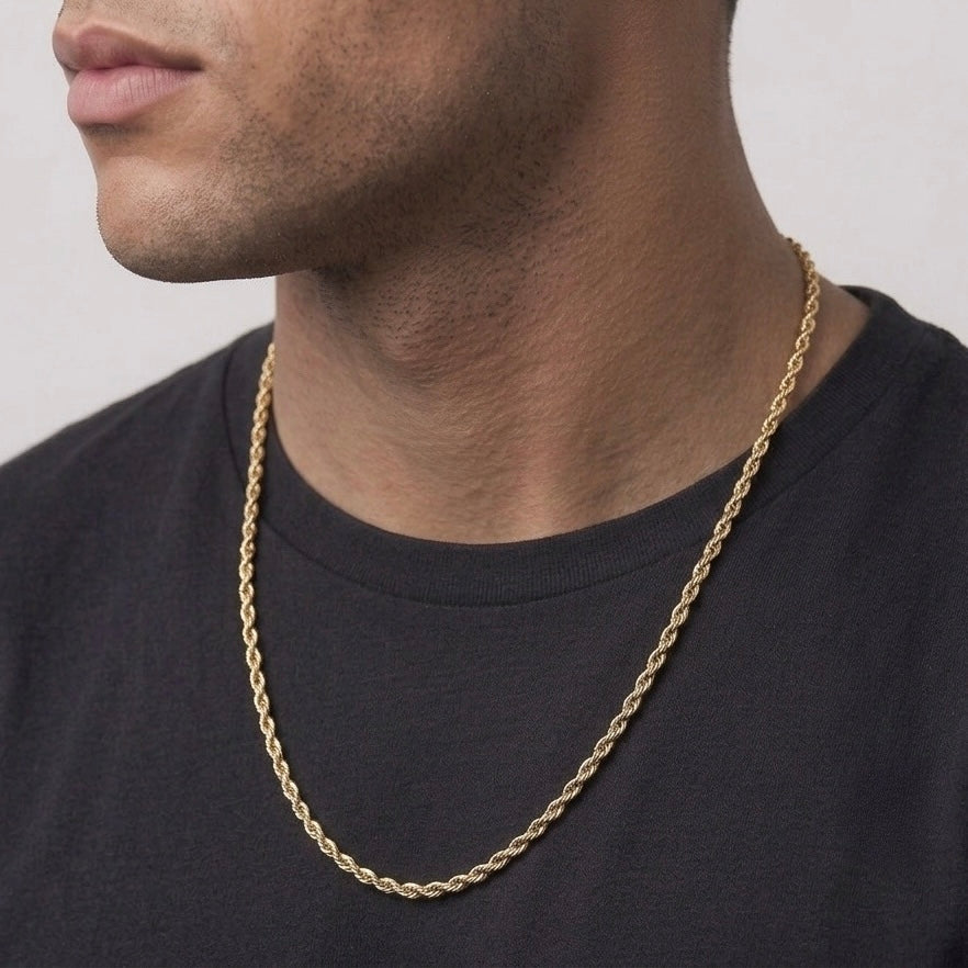 Real 10k Gold Rope Chain 3mm | Solid 10k Gold | Prestige Jewelry