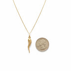 Massives echtes 14 Karat Gelbgold italienisches Horn und Kettenset
