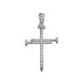 Real Solid 925 Silver Moissanite Nail Cross Pendant