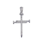 Real Solid 925 Silver Moissanite Nail Cross and Chain Set