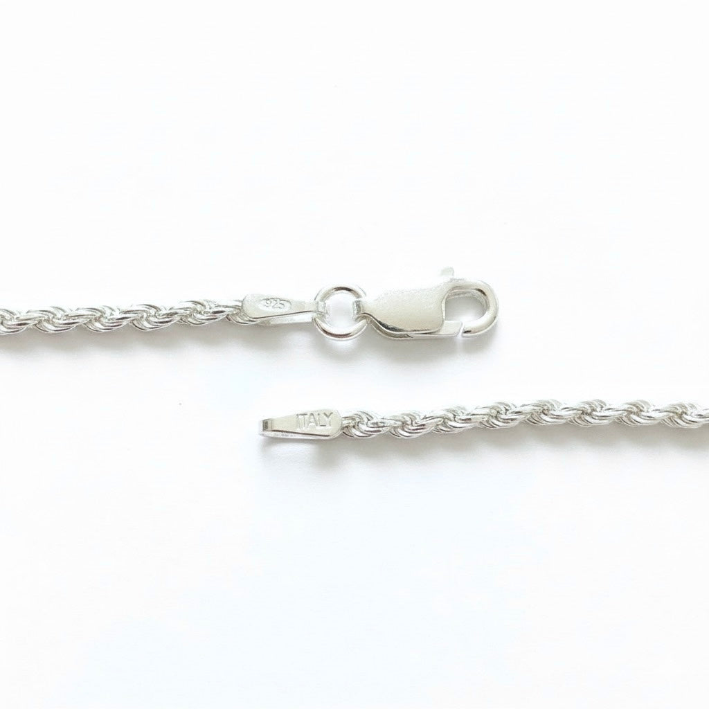 Real Solid 925 Silver Rope Chain 20in 2mm