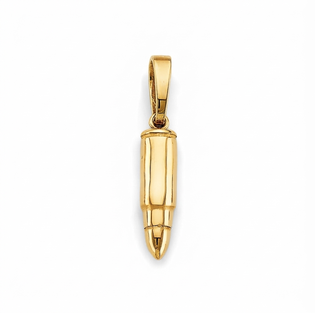 Solid 14k Gold Bullet Pendant