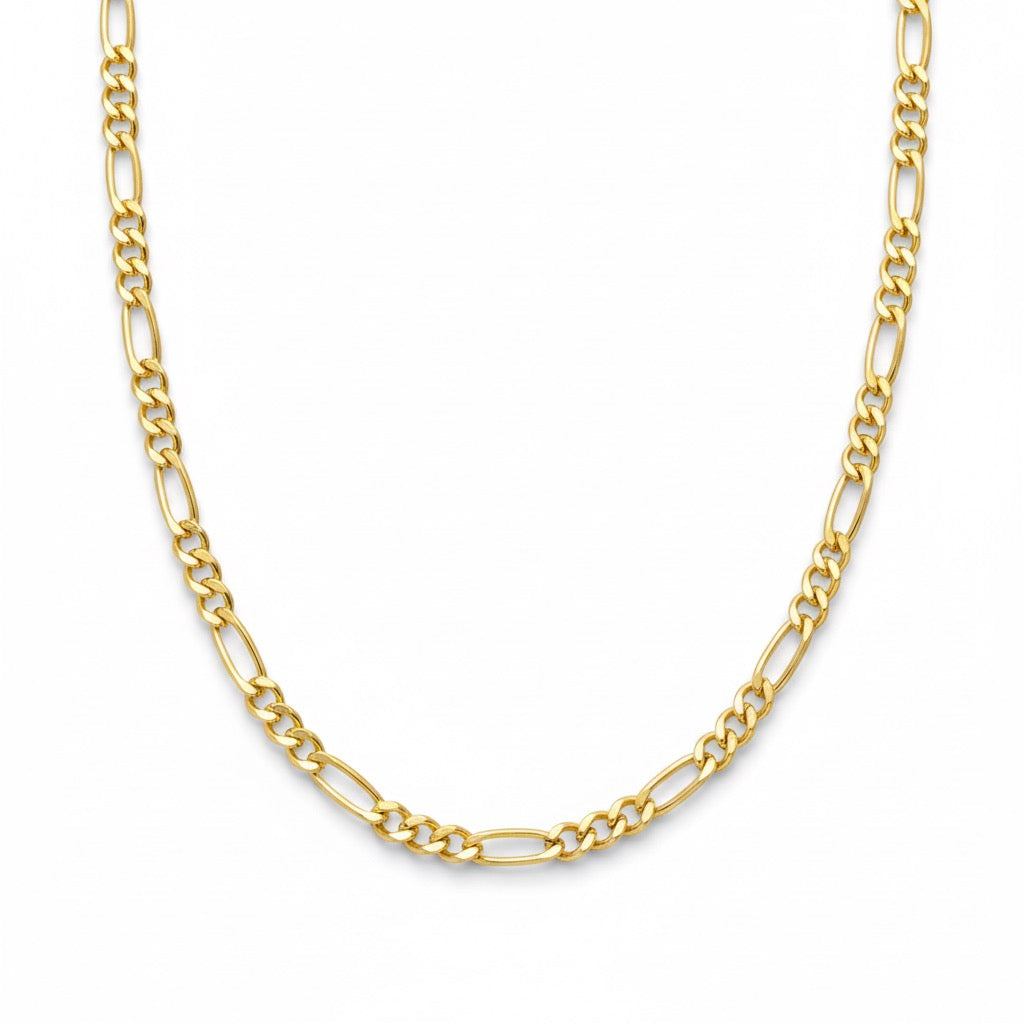 14k Gold Semi-Solid Figaro Chain 18in 3mm