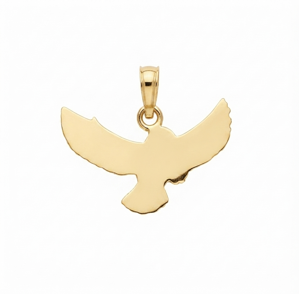 Solid 14k Gold Flying Owl Pendant
