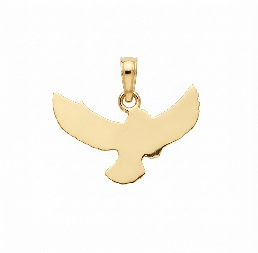 Solid 14k Gold Flying Owl Pendant
