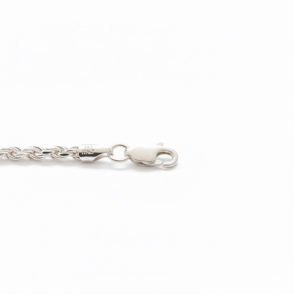 Real Solid 925 Silver Rope Chain 18in 3mm