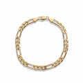 14 Karat Gold mehrlagiges Figaro-Armband 8 Zoll 6 mm