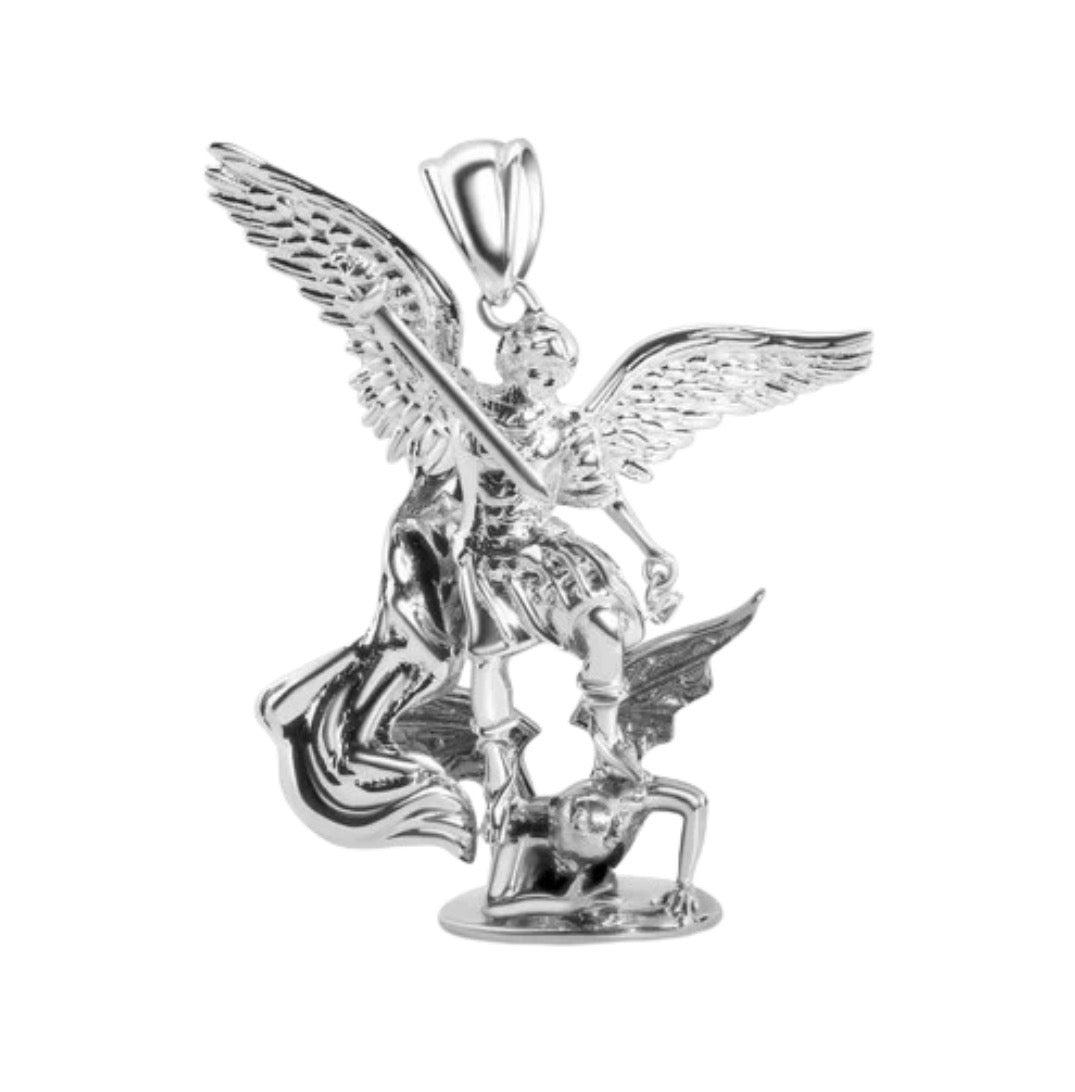 Real Solid 925 Silver Archangel Pendant and Chain Set