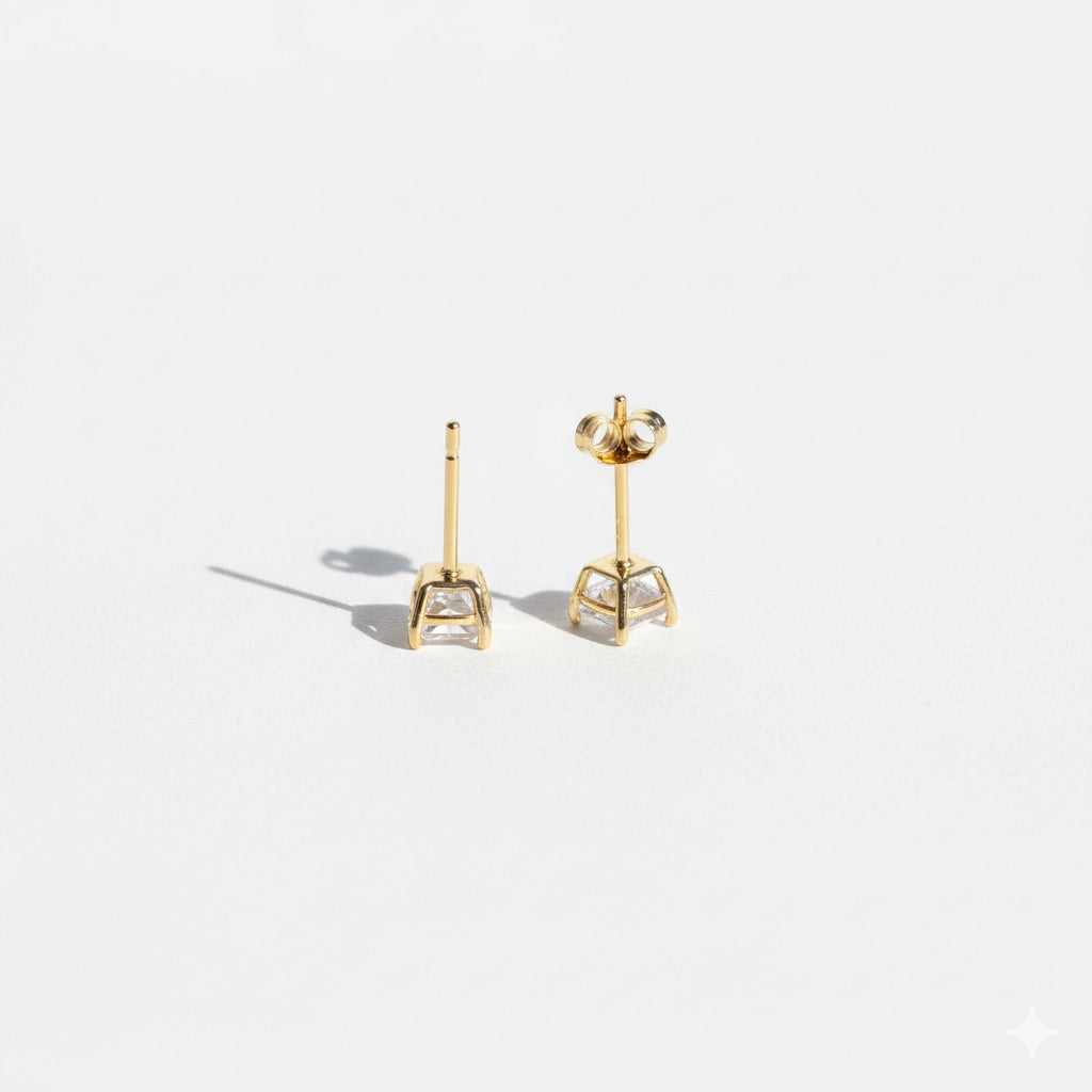 14k Gold Vermeil Round CZ Studs 3mm