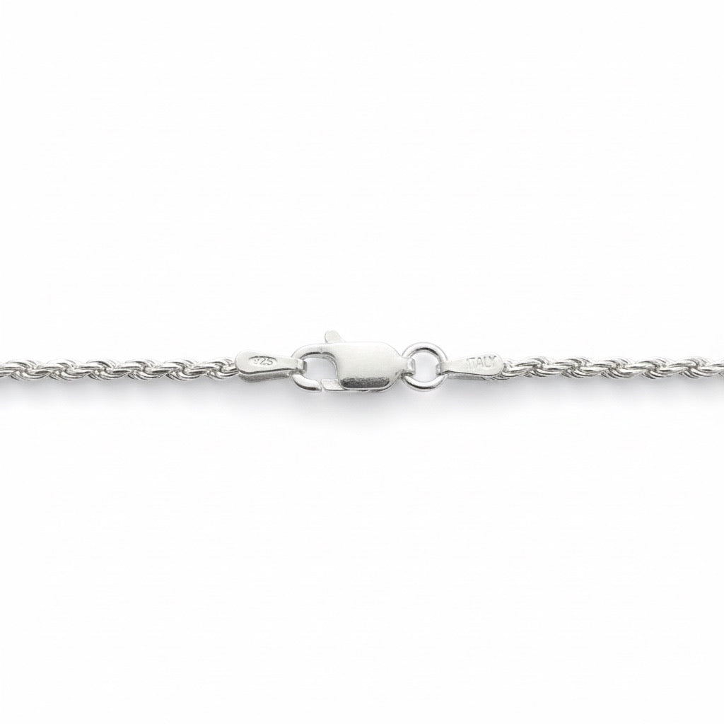 Real Solid 925 Silver Rope Chain 16in 2mm
