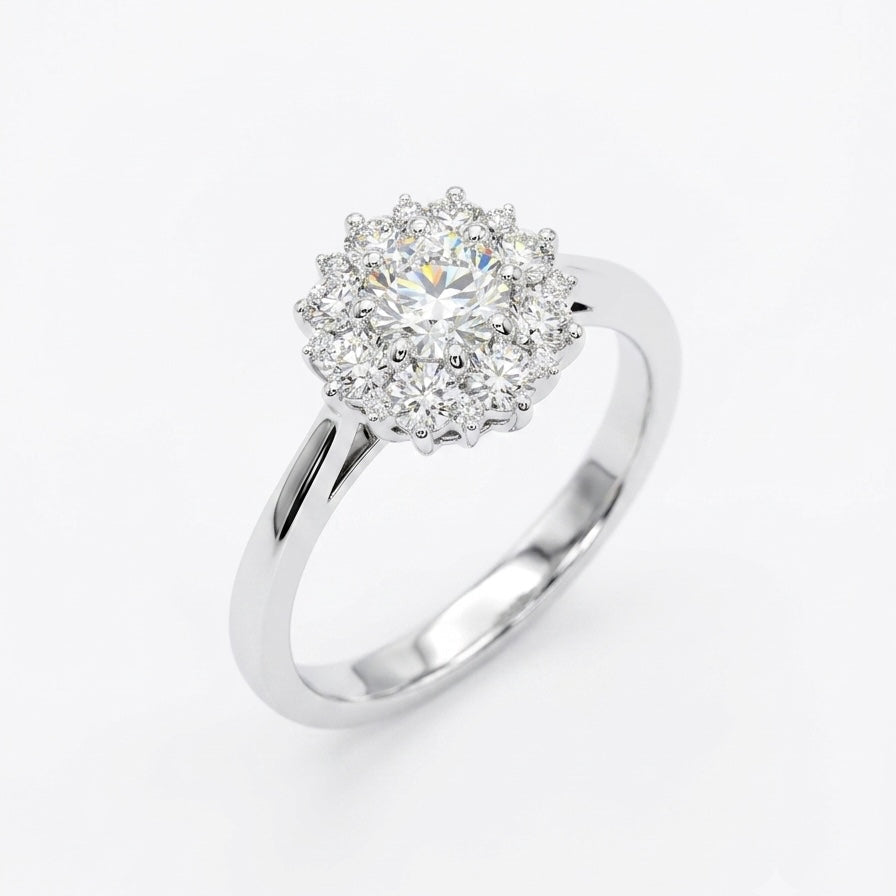 Real Solid 925 Silver Ring 0.3 ct Moissanite Flower Ring