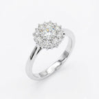 Real Solid 925 Silver Ring 0.3 ct Moissanite Flower Ring