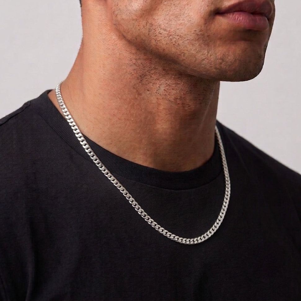 Real Solid 925 Silver Cuban Link Chain 18in 4mm