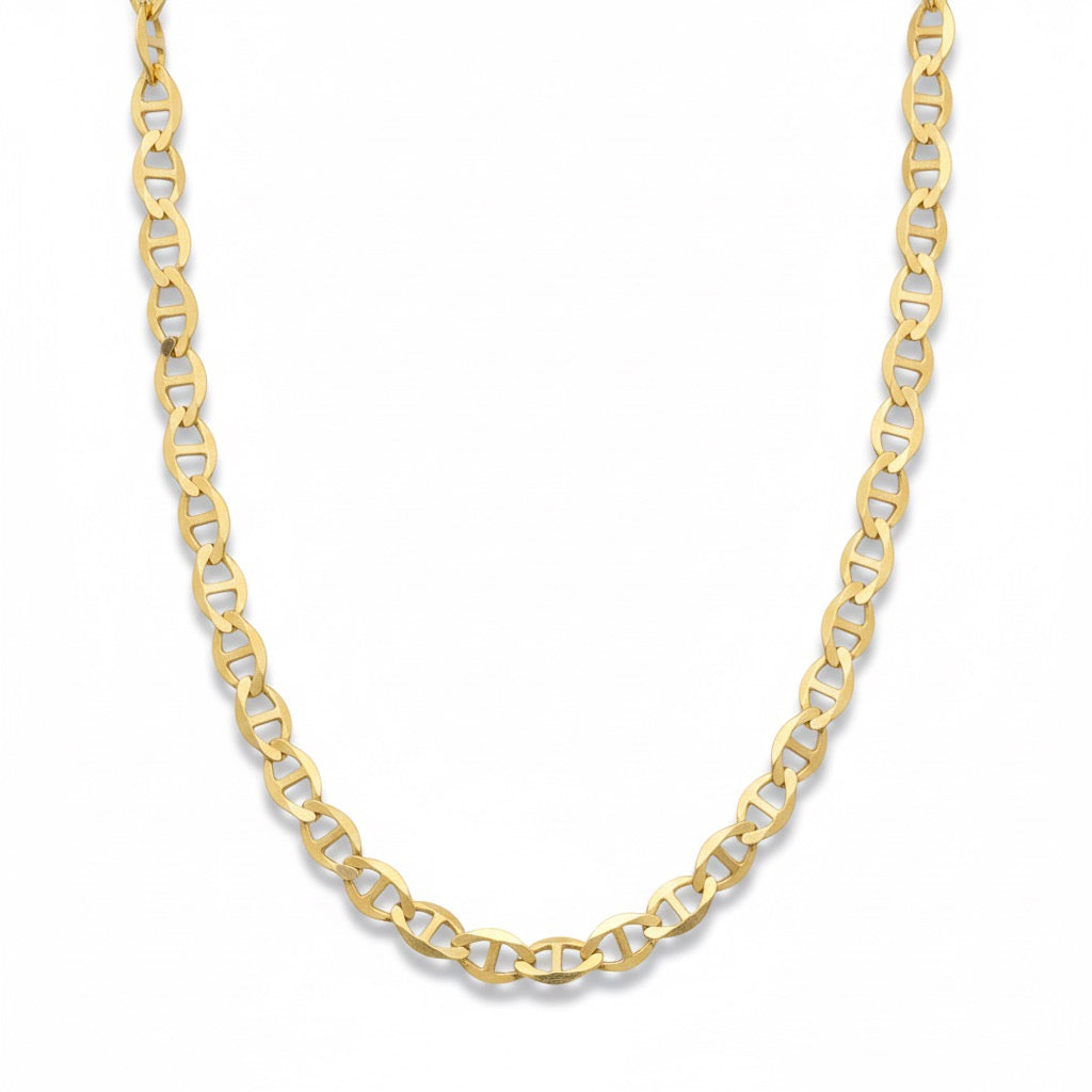 Massive echte 14 Karat Gold Mariner Gliederkette 20 Zoll 3 mm