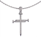 Real Solid 925 Silver Moissanite Nail Cross and Chain Set