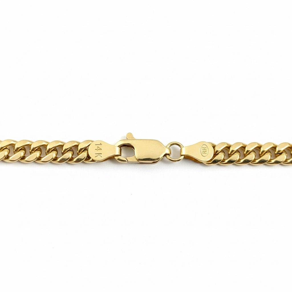 14k Gold Semi-Solid Miami Cuban Link Chain 20in 4mm