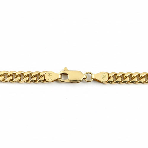 14k Gold Semi-Solid Miami Cuban Link Chain 20in 4mm