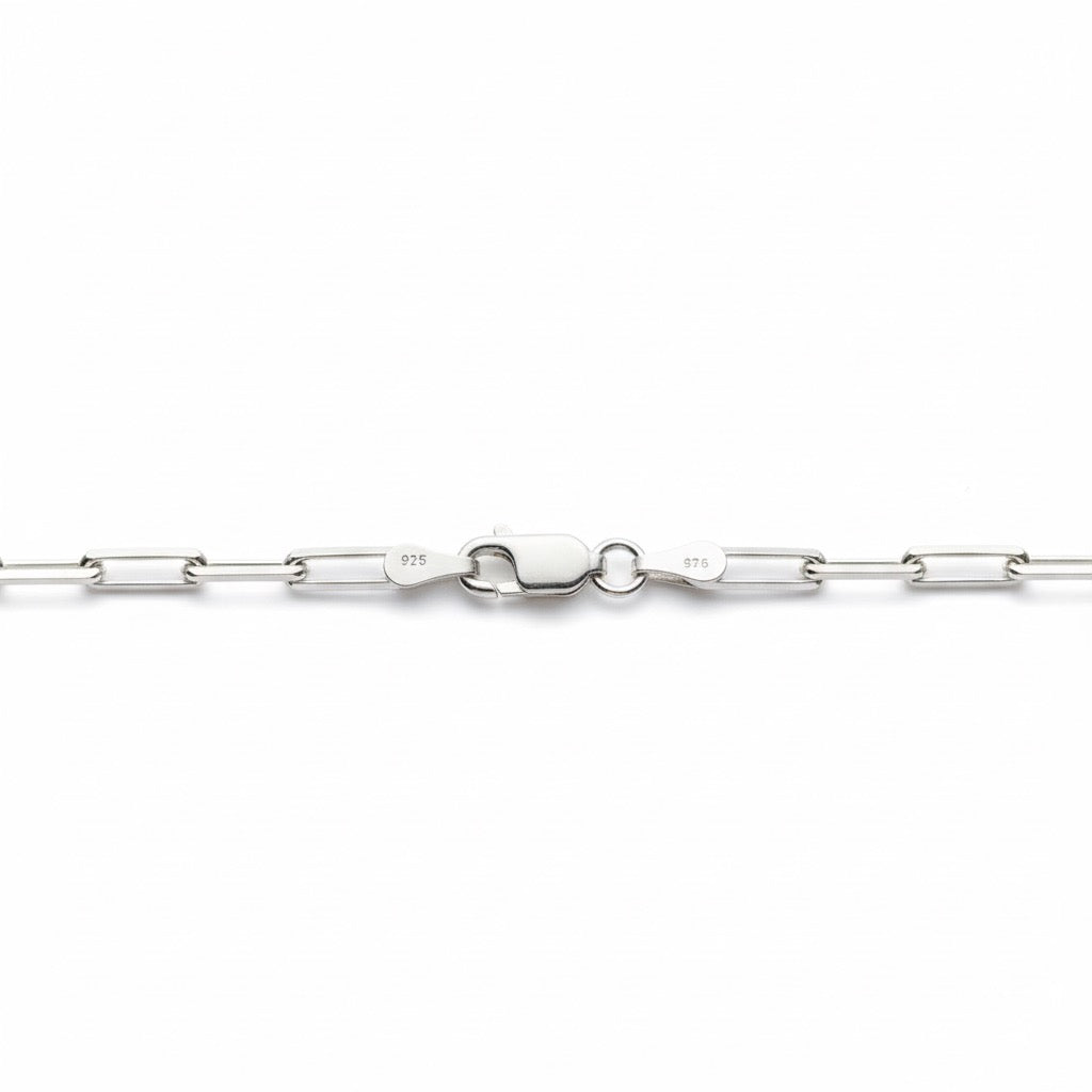 Real Solid 925 Silver Paperclip Chain 3mm