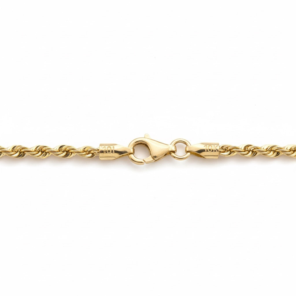 10k Gold Semi-Solid Rope Chain 20in 3mm
