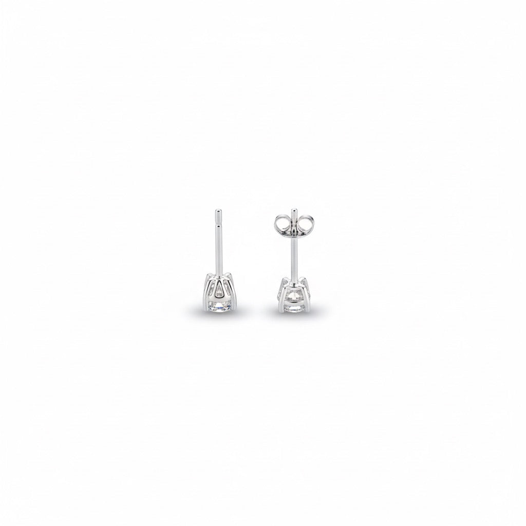 Real Solid 925 Silver Round CZ Studs 4mm