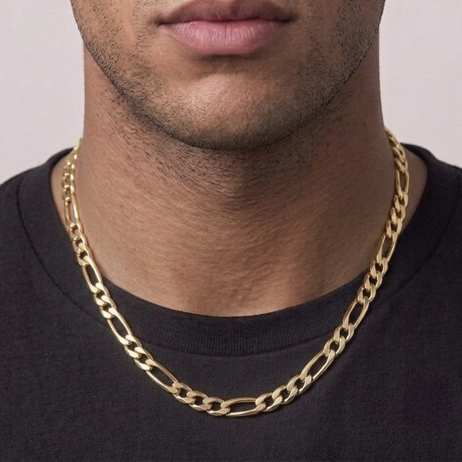 14k Gold Semi-Solid Figaro Chain 20in 5mm