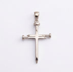 Real Solid 925 Silver Moissanite Nail Cross and Chain Set