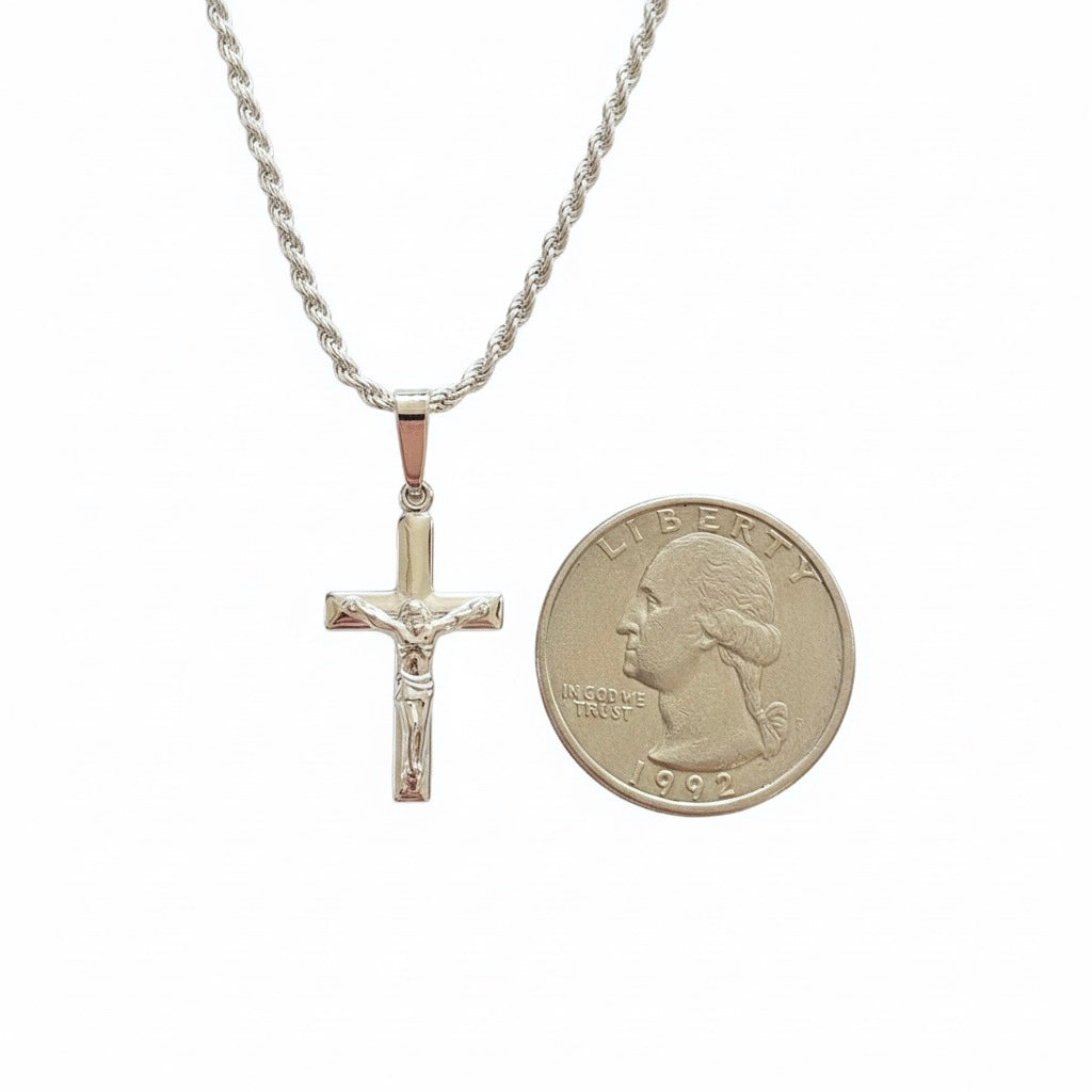 Massives Silberkreuz und Seilkettenset