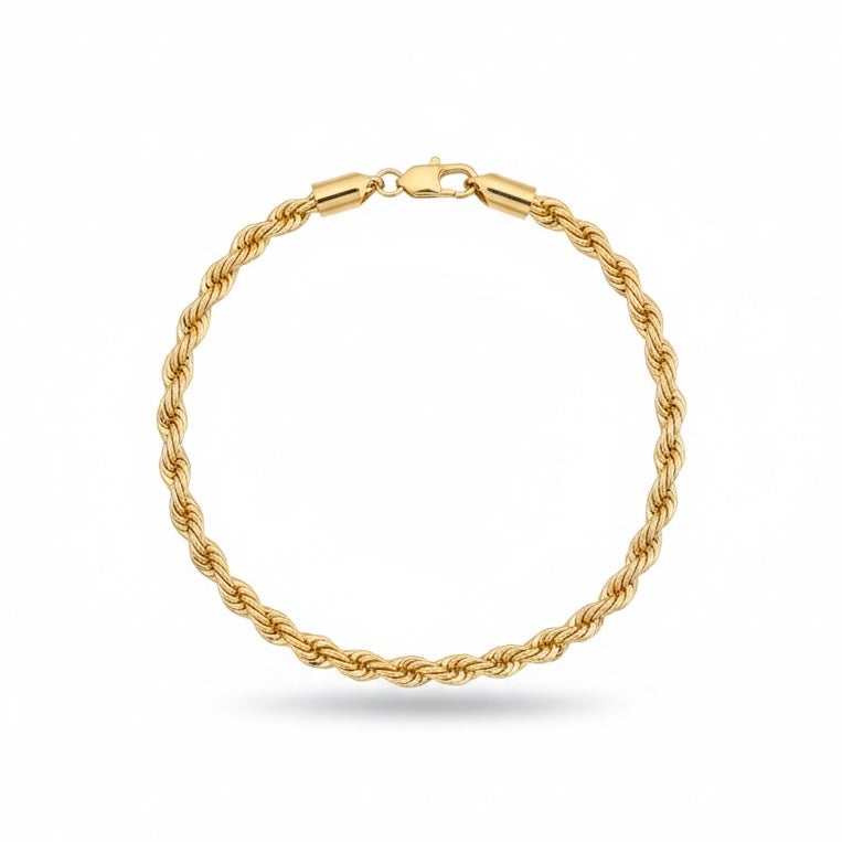 Gold Rope Bracelet 8in 4mm
