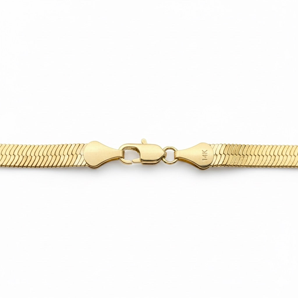 14 Karat Gold, mehrlagige Fischgrätenkette, 20 Zoll, 6 mm