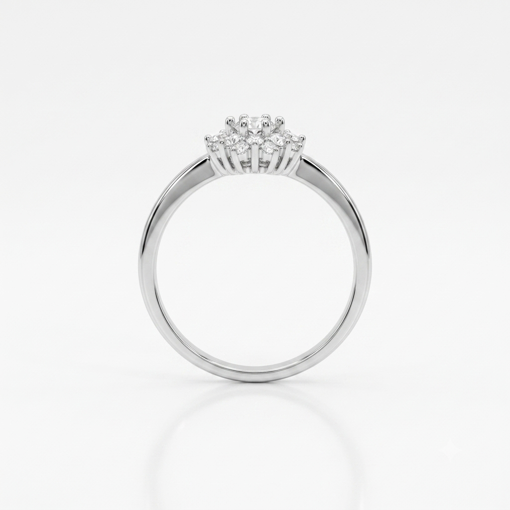 Real Solid 925 Silver Ring 0.3 ct Moissanite Flower Ring