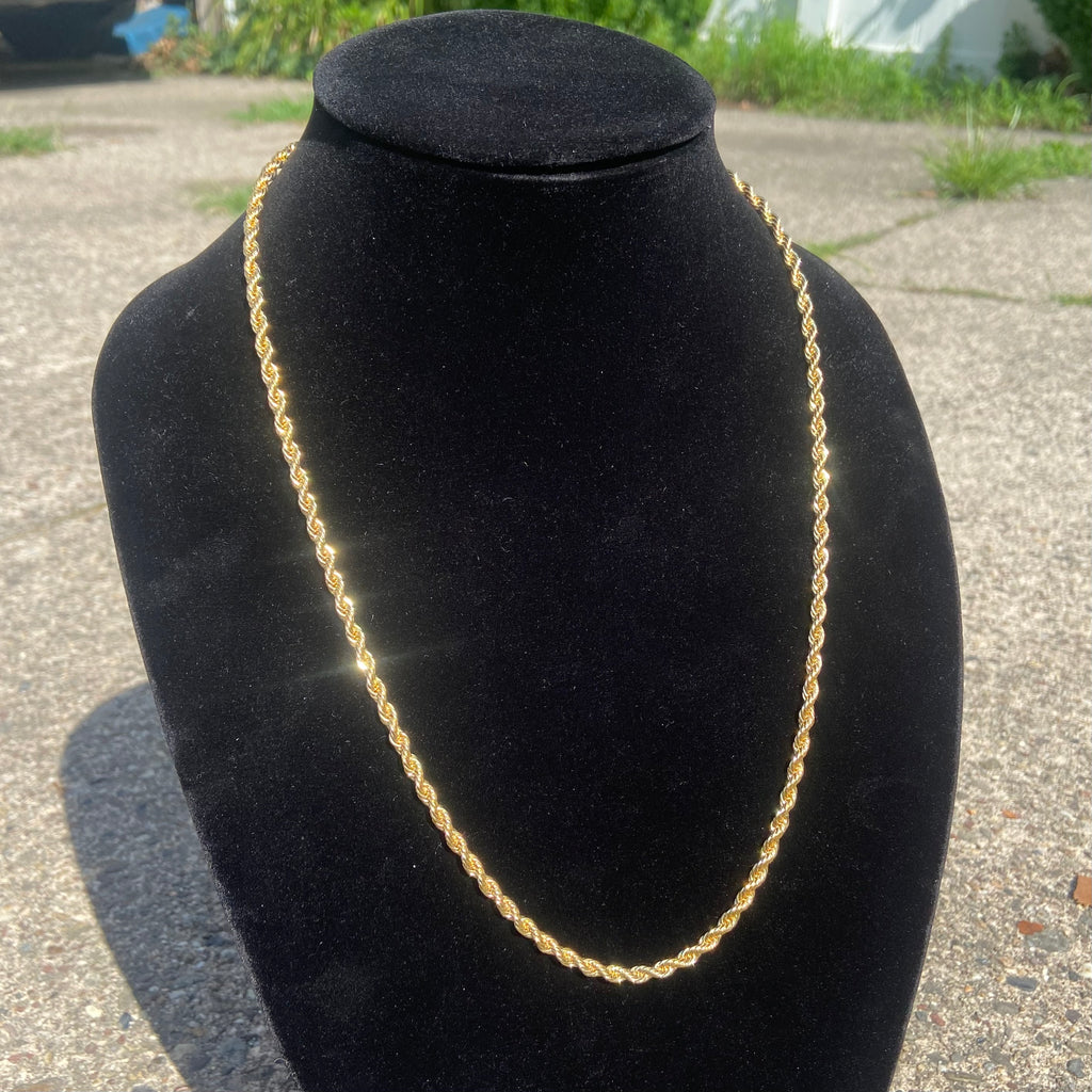 14 Karat Gold mehrlagige Seilkette 24 Zoll 4 mm