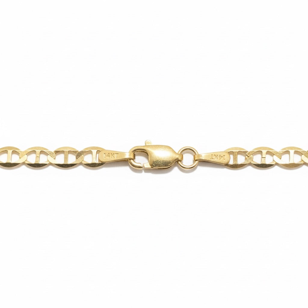 14k Solid Gold Mariner Link Chain 18in 3mm