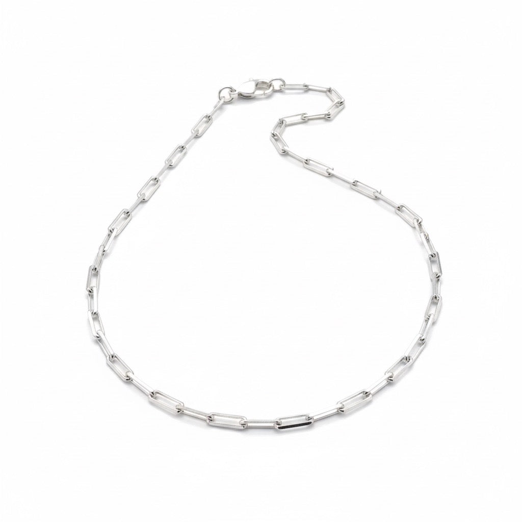 Real Solid 925 Silver Paperclip Chain 3mm