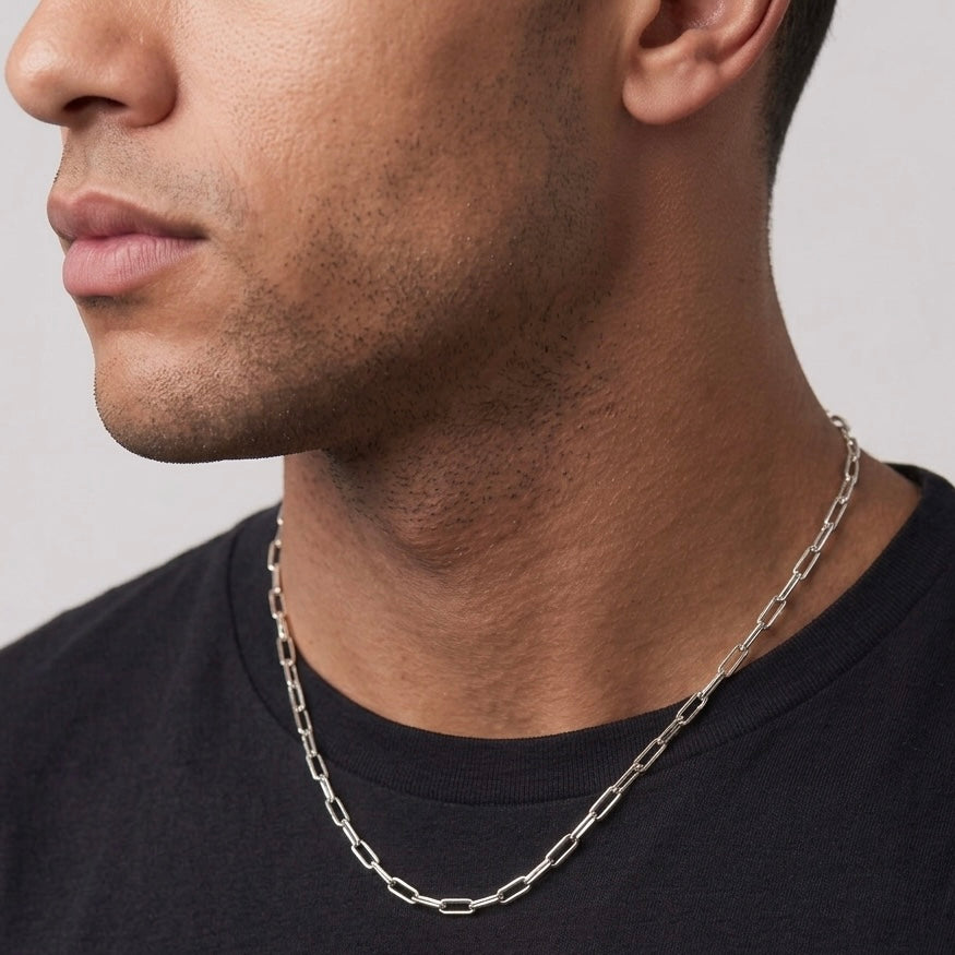 Real Solid 925 Silver Paperclip Chain 3mm