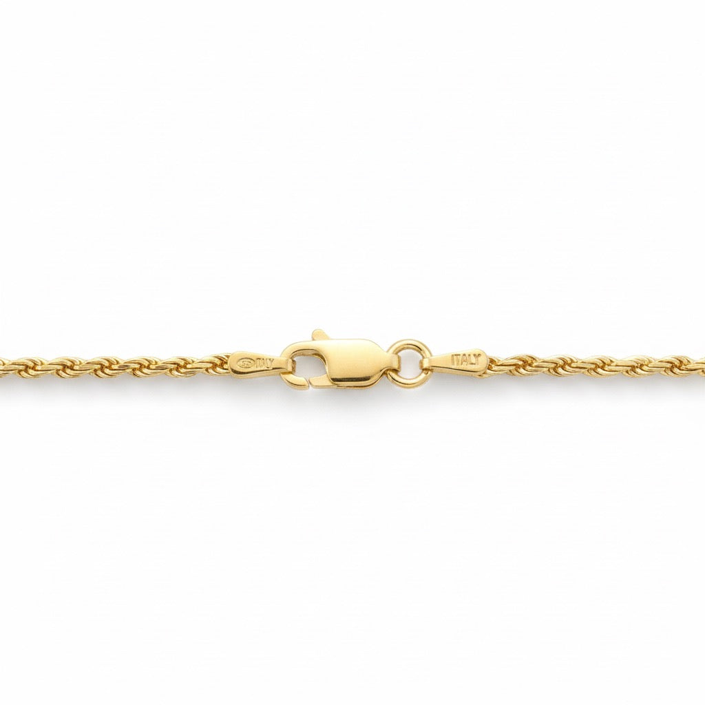 14k Gold Vermeil Rope Chain 18in 2mm