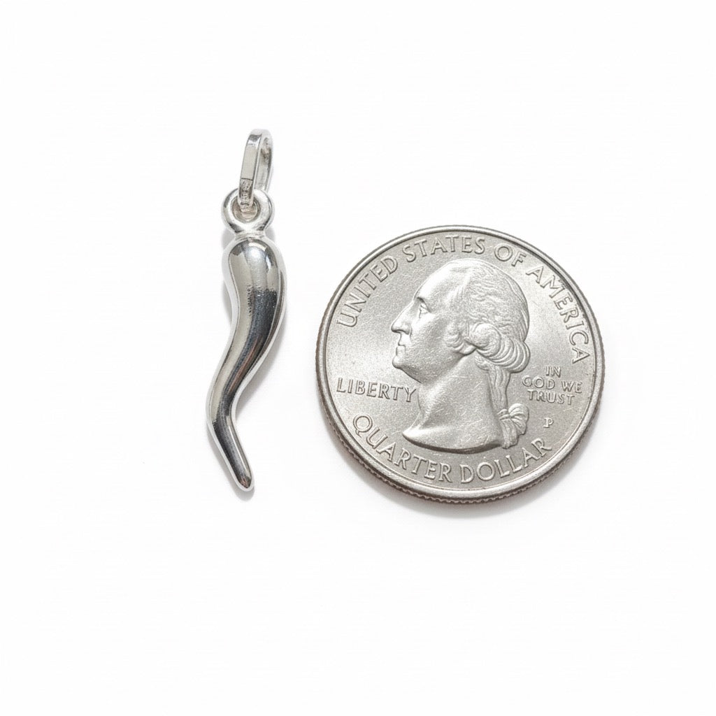Real Solid 925 Silver Italian Horn