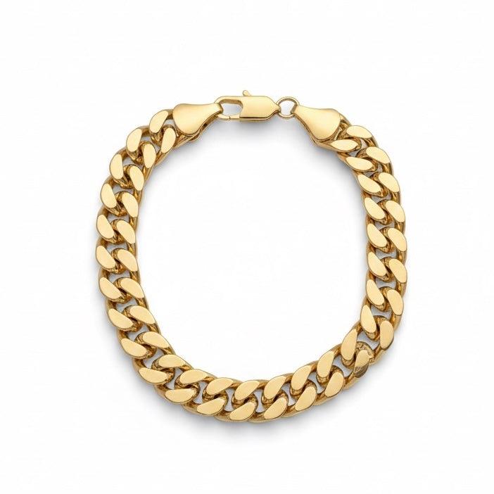 Gold Cuban Link Bracelet 8in 9mm