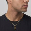 Solid 14k Gold Bullet and Rope Chain Necklace Set
