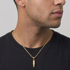 Solid 14k Gold Bullet and Rope Chain Necklace Set