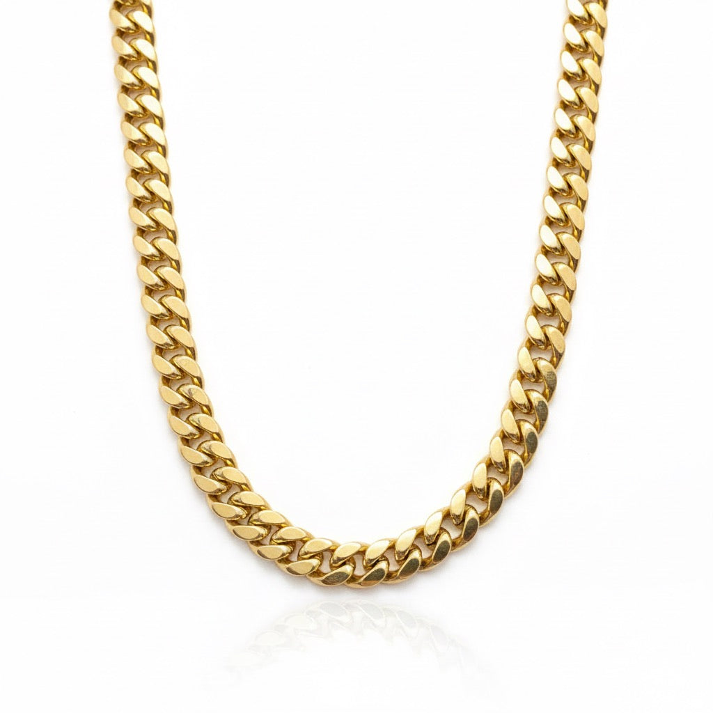 14k Gold Semi-Solid Miami Cuban Link Chain 20in 4mm