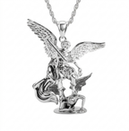 Real Solid 925 Silver Archangel Pendant and Chain Set