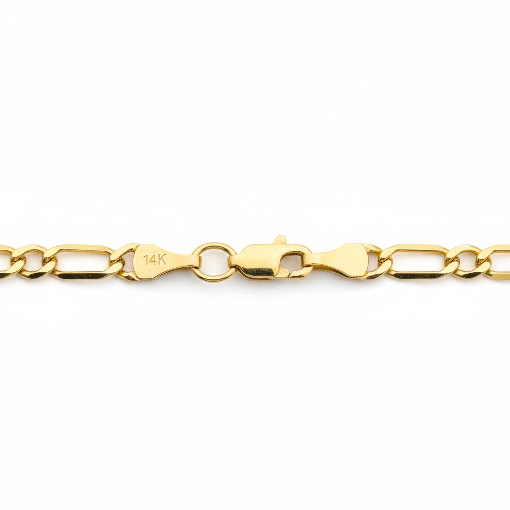 14k Solid Gold Figaro Chain 18in 4mm