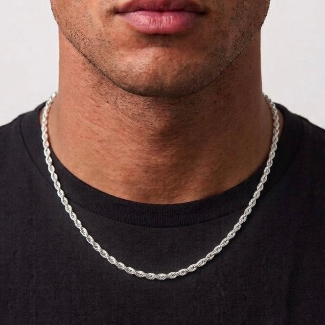 Real Solid 925 Silver Rope Chain 18in 4mm
