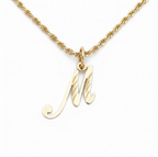 Solid 14k Gold Initial and Rope Chain Necklace Set