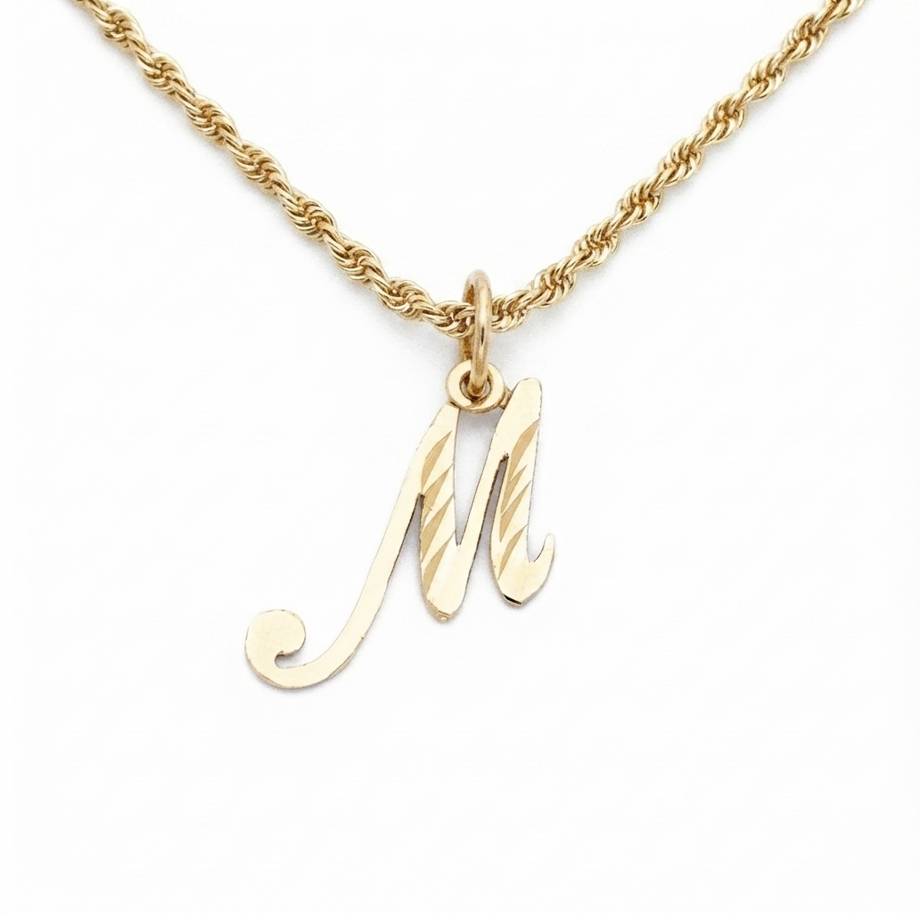 Solid 14k Gold Initial Pendant
