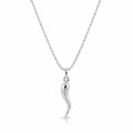 Real Solid 925 Silver Italian Horn Necklace
