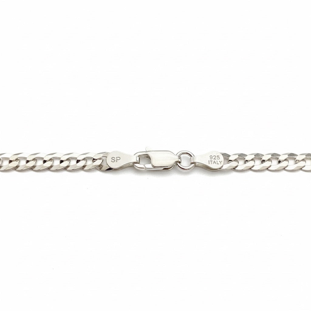Real Solid 925 Silver Cuban Link Chain 18in 4mm