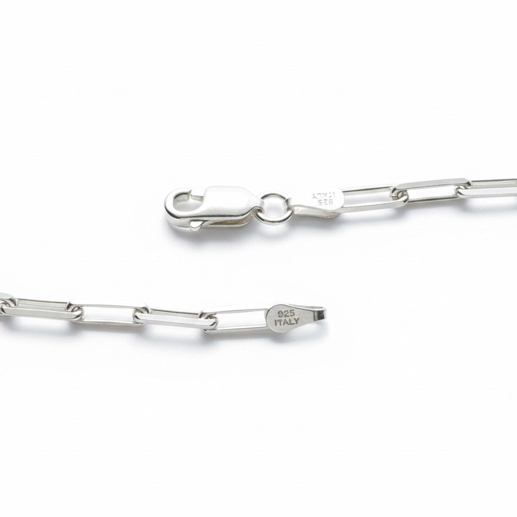 Real Solid 925 Silver Paperclip Chain 3mm