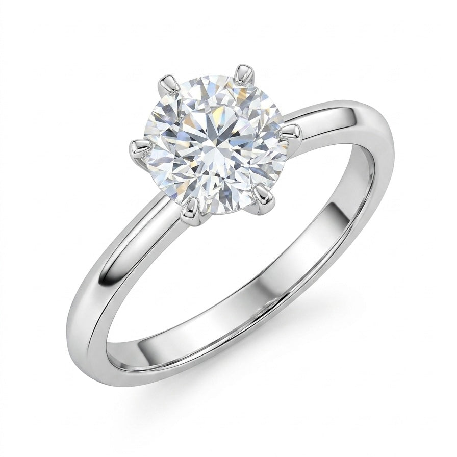 Real Solid 925 Silver Ring 1 ct Moissanite Stone