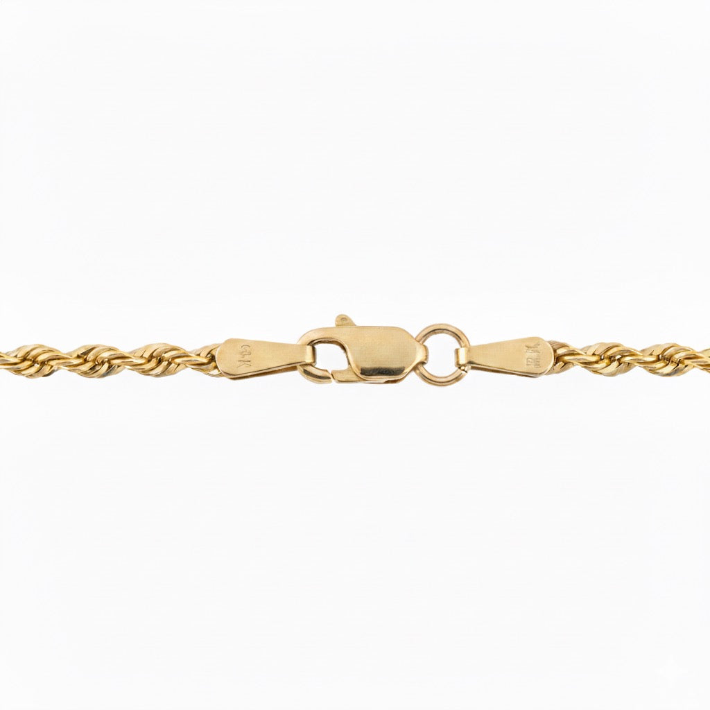 14k Gold Semi-Solid Rope Chain 22in 3mm